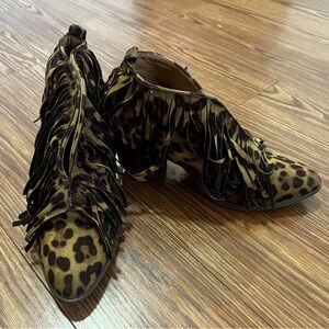 Beast Fashion Leopard Print Fringe Heels